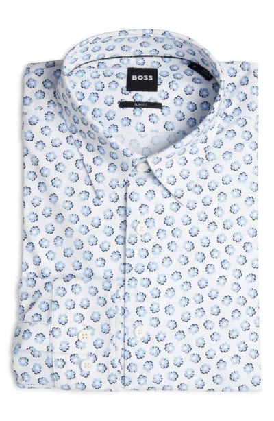 Hugo Boss Boss Roan Kent Slim Fit Floral Stretch Button-up Shirt In Light/pastel Blue