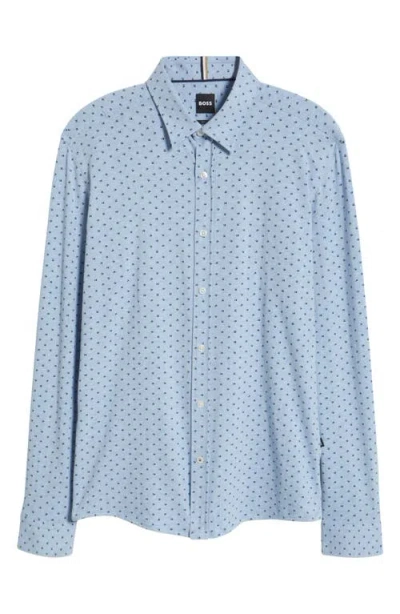 Hugo Boss Boss Roan Kent Stretch Cotton Button-up Shirt In Light Blue