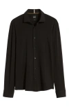 Hugo Boss Boss Roan Solid Stretch Cotton Button-up Shirt In Black