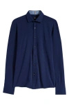 Hugo Boss Boss Roan Solid Stretch Cotton Button-up Shirt In Dark Blue