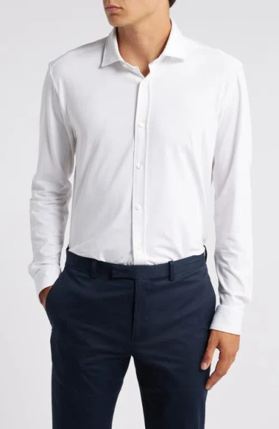 Hugo Boss Boss Roan Solid Stretch Cotton Button-up Shirt In White