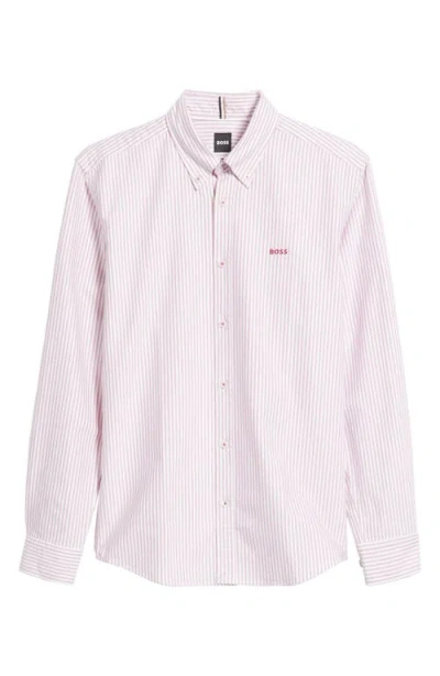 Hugo Boss Boss Roan Stripe Cotton Button-down Shirt In White