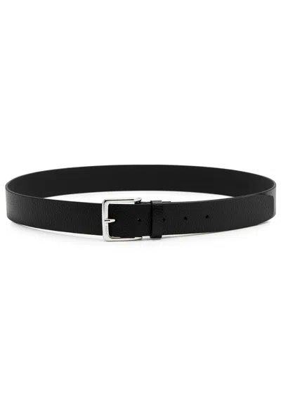 Hugo Boss Boss Ronnie Grained Leather Belt In Black