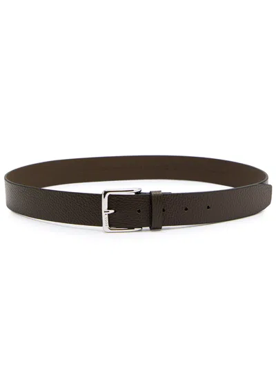 Hugo Boss Boss Ronnie Grained Leather Belt In Brown