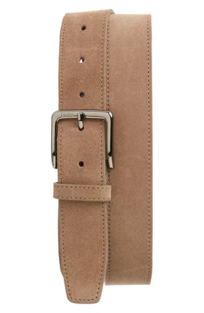 Hugo Boss Boss Ronnie Suede Belt In Brown