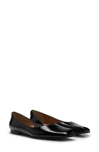Hugo Boss Ballerina Flats In Leather With Asymmetric Design In Black
