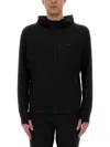 Hugo Boss Active Stretch Zip-up Hoodie In Black