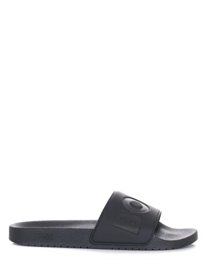 Hugo Boss Boss Rubber Slippers In Black