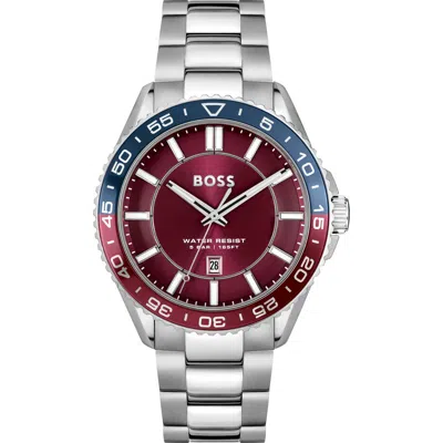 Hugo Boss Boss Runner Bracelet Watch, 44mm In Silver/red