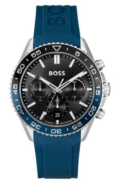HUGO BOSS BOSS RUNNER CHRONOGRAPH SILICONE STRAP WATCH, 44MM
