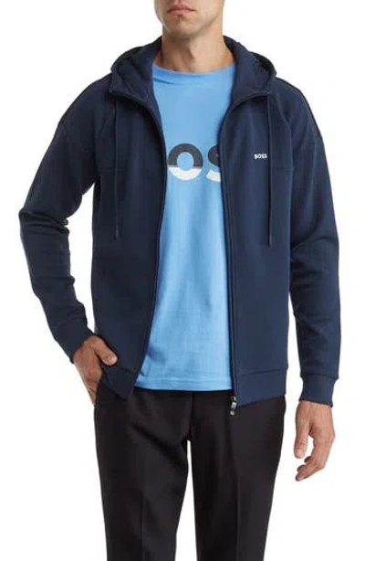 Hugo Boss Boss Saggy Logo Hoodie In Blue
