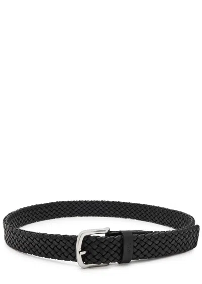 Hugo Boss Boss Sash Braided Leather Belt In Black