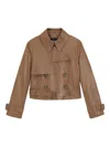 Hugo Boss Boss Satela Double Breasted Leather Jacket In Brown