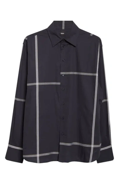 Hugo Boss Boss Saturday Asymmetric Check Cotton Button-up Shirt In Blue