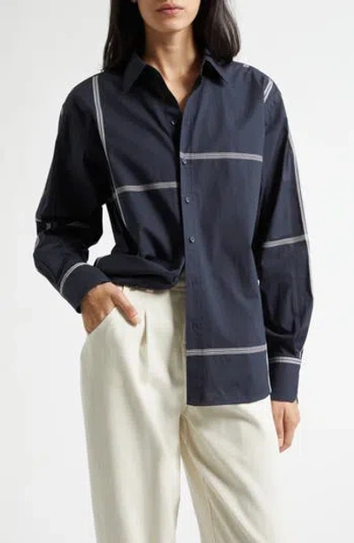 Hugo Boss Boss Saturday Asymmetric Check Cotton Button-up Shirt In Blue