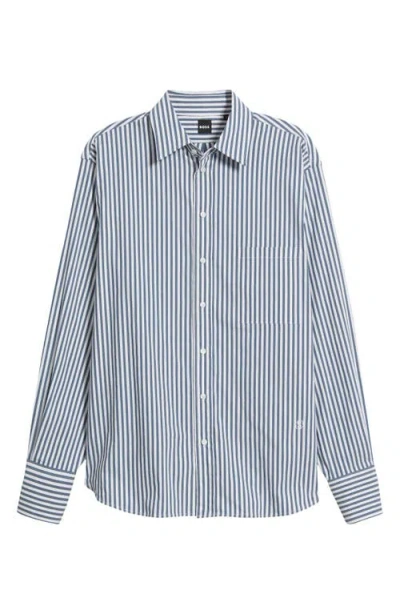 Hugo Boss Boss Saturday Stripe Woven Shirt In Blue