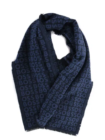 Hugo Boss Boss Scarf In Jacquard Viscose Yarn In Brown