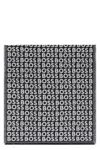 Hugo Boss Jacquard Viscose Scarf Fringed Edges In Black