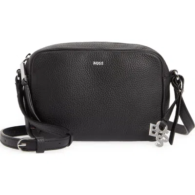 Hugo Boss Boss Scarlet Leather Crossbody Bag In Black