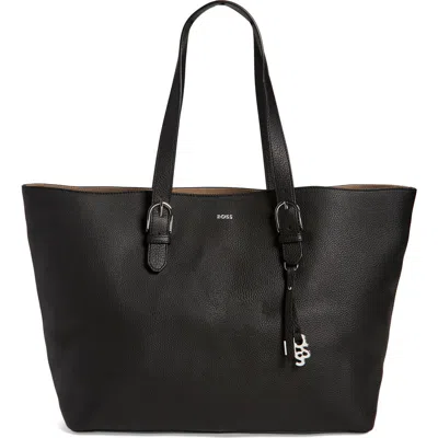 Hugo Boss Boss Scarlet Leather Shopper Bag In Black