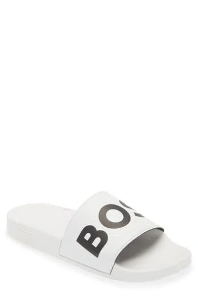 Hugo Boss Boss Sean Slide Sandal In White
