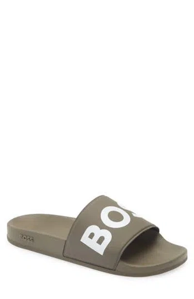 Hugo Boss Boss Sean Slide Sandal In Green