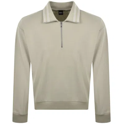 Hugo Boss Boss Seidler Quarter Zip Sweatshirt Beige In Neutral