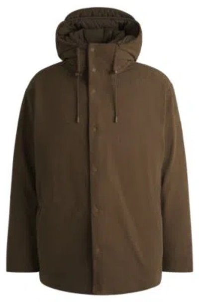 Hugo Boss Boss Selected By Beckham Corduroy Jacket With Down Filling In Light Green