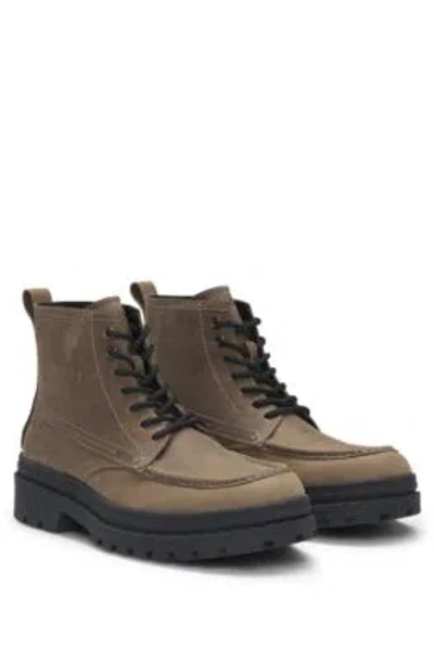 Hugo Boss Boss Selected By Beckham Leather Half Boots In Light Green