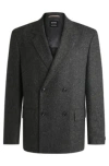 Hugo Boss Boss Selected By Beckham Patterned Wool-blend Suit Jacket In Grey