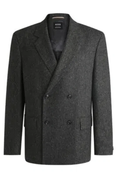 Hugo Boss Boss Selected By Beckham Patterned Wool-blend Suit Jacket In Grey