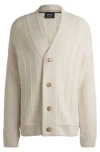 Hugo Boss Boss Selected By Beckham Relaxed-fit Cardigan In Virgin Wool In White