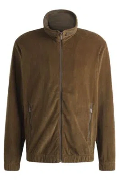 Hugo Boss Boss Selected By Beckham Stretch-corduroy Jacket In Light Green