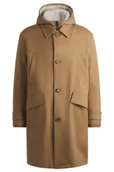 Hugo Boss Boss Selected By Beckham Two-in-one Hooded Jacket In Beige