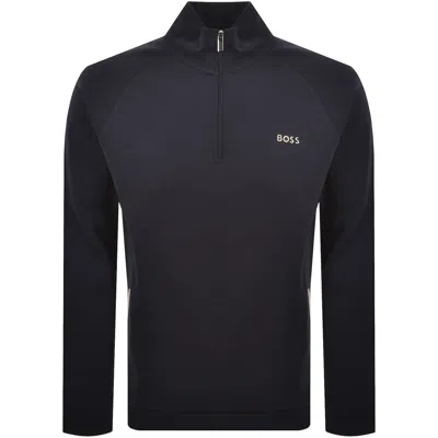 Hugo Boss Boss Sense Quarter Zip Sweatshirt Navy In Black