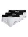 Hugo Boss Boss Set Of Three Cotton Briefs With Logoed Elastic Band In White