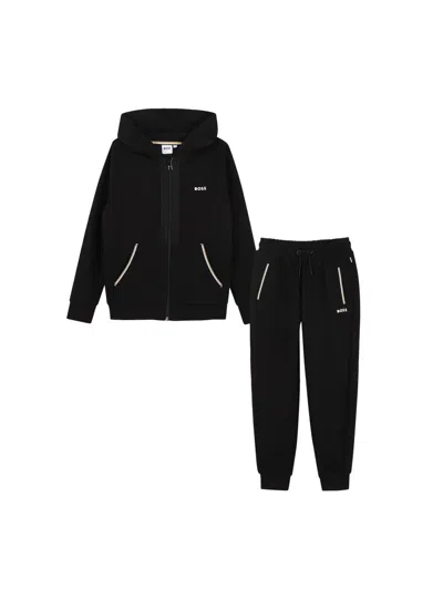 Hugo Boss Boss Set Tuta Felpa+pantalone In Black