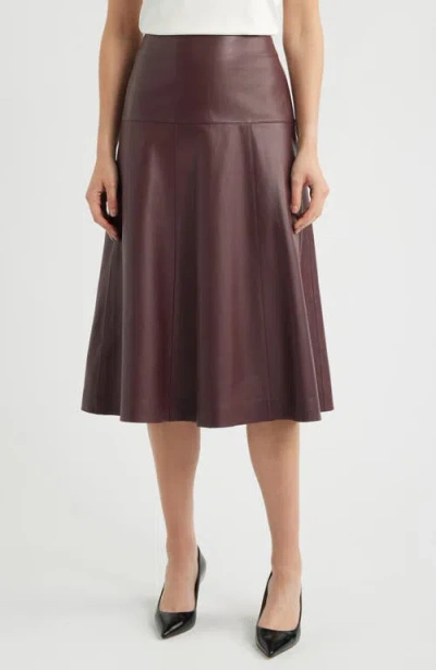 Hugo Boss Boss Sevani A-line Leather Midi Skirt In Brown