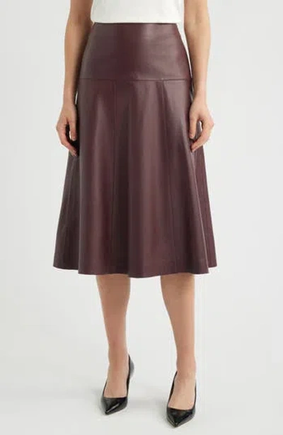 Hugo Boss Boss Sevani A-line Leather Midi Skirt In Red