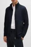 HUGO BOSS BOSS SHEPHERD MIXED MEDIA FULL ZIP SWEATSHIRT