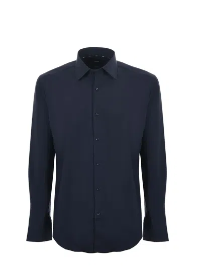 Hugo Boss Boss Men Slim Fit Shirt In Easy-iron Stretch Cotton Poplin In Black
