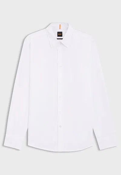 Hugo Boss Slim-fit Shirt In Italian-made Performance-stretch Jersey In White