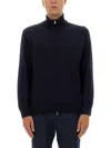 Hugo Boss Boss Zip-up Shirt In Soft Virgin Wool In Blue