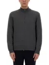 Shop Hugo Boss Boss Shirt With Zip In Grey
