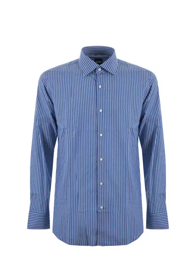 Hugo Boss Boss Shirt In Stretch Cotton In Blue