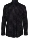 Hugo Boss Slim-fit Shirt In Geometric-print Performance-stretch Fabric In Blue