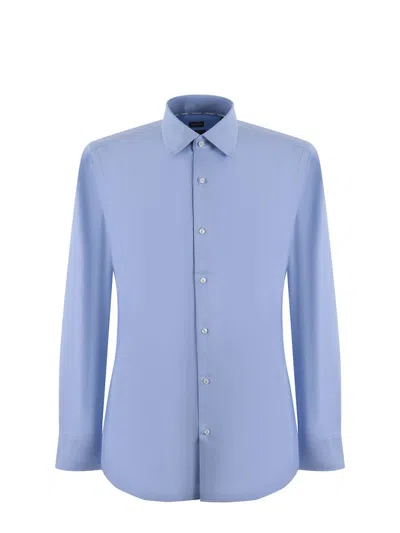 Hugo Boss Boss Shirt In Light Blue Stretch Jersey