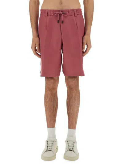 Hugo Boss Elastic Waistband Shorts With Back And Side Pockets In Pink