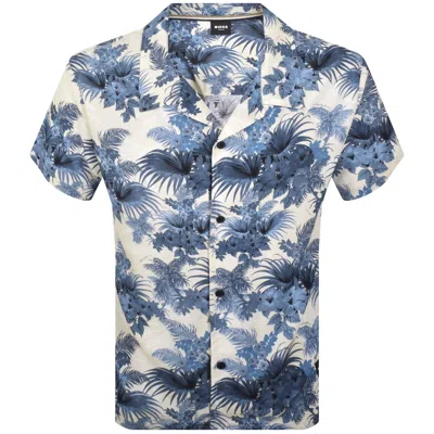 Hugo Boss Boss Short Sleeve Beach Shirt Blue