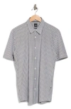 Hugo Boss Regular-fit Shirt In Printed Stretch-linen Chambray In Dark Green